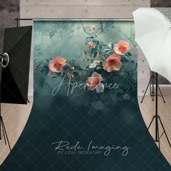 Aperturee - Aperturee Wildflower Garden Sweep Backdrop Peach Coral Flowers Photography Floor Mat Nature Fine Art Decoration