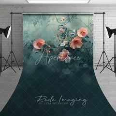 Aperturee - Aperturee Wildflower Garden Sweep Backdrop Peach Coral Flowers Photography Floor Mat Nature Fine Art Decoration