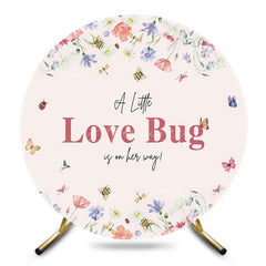 Aperturee - Aperturee Wildflower Little Love Bug Round Baby Shower Backdrop