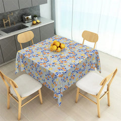 Aperturee - Aperturee Wildflower Meadow Gray Rectangle Tablecloth Orange and Yellow Floral Pattern Table Cover for Party