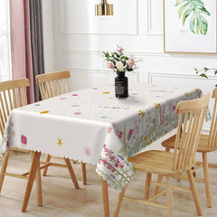 Aperturee - Aperturee Wildflower Meadow Rectangle Tablecloth Summer Floral Garden Dining Table Cover