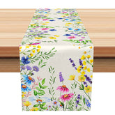 Aperturee - Aperturee Wildflower Table Runner with a Fresh Spring Vibe Colorful Botanical Garden Easter or Mothers Day Kitchen Decor