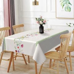 Aperturee - Aperturee Wildflower Trail Rectangle Tablecloth Botanical Meadow Pattern Dining Table Cover