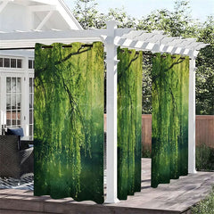 Aperturee - Aperturee Willow River Waterproof Printed Outdoor Curtains