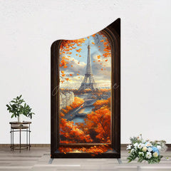 Aperturee - Aperturee Window Maple Scene Eiffel Tower Birthday Arch Backdrop