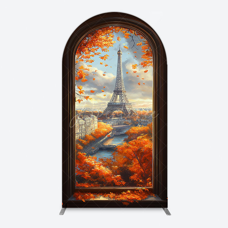 Aperturee - Aperturee Window Maple Scene Eiffel Tower Birthday Arch Backdrop