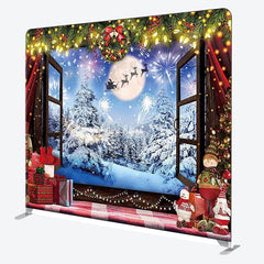 Aperturee - Aperturee Window Moon Snow Pine Lights Christmas Decor Backdrop