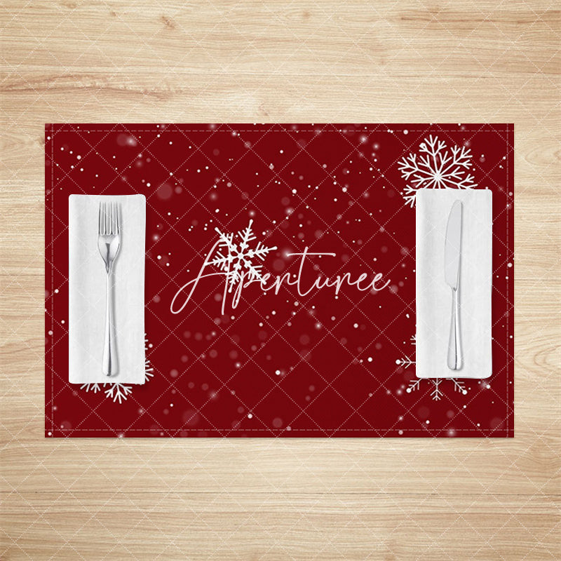 Aperturee - Aperturee Wine Red Snowflakes Bokeh Christmas Set Of 4 Placemats