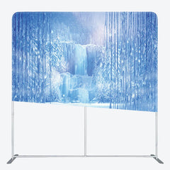 Aperturee - Aperturee Winter Blue Ice Tension Fabric Backdrop Frozen Waterfall Icicle Decor Snowy Forest Theme Background for Party