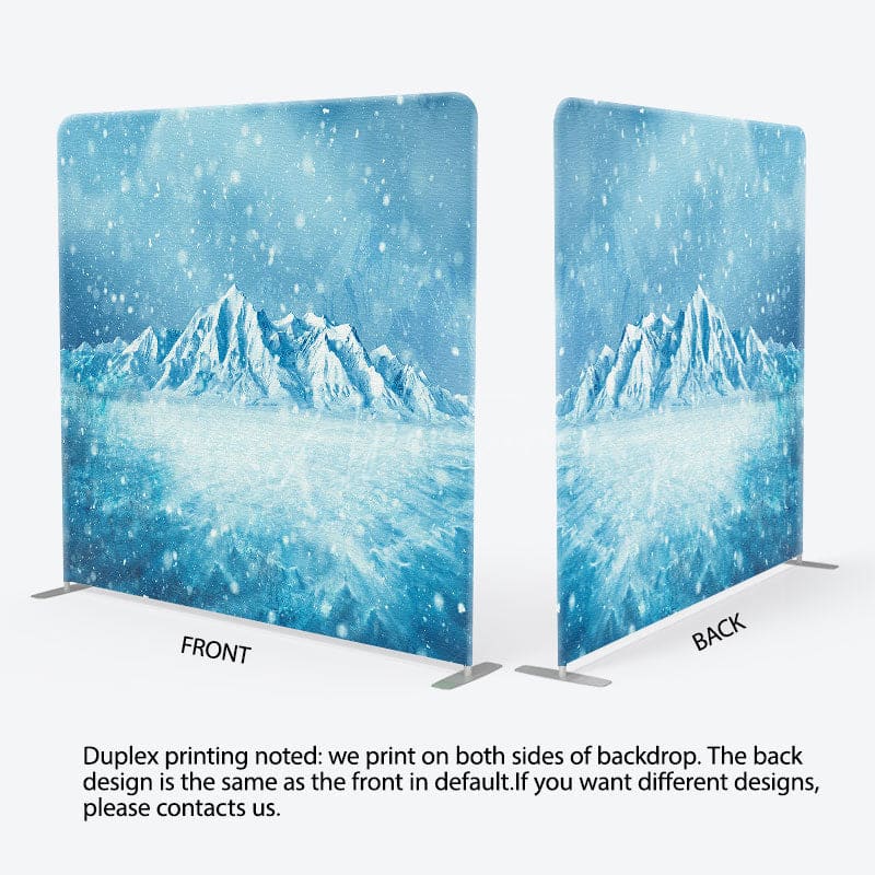 Aperturee - Aperturee Winter Blue Snowy Iceberg Square Tension Backdrop
