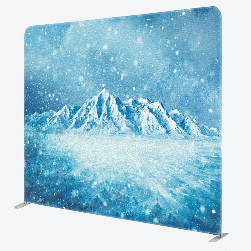 Aperturee - Aperturee Winter Blue Snowy Iceberg Square Tension Backdrop
