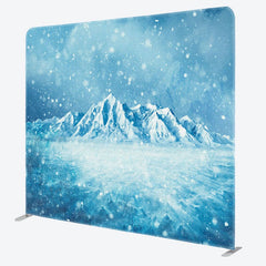 Aperturee - Aperturee Winter Blue Snowy Iceberg Square Tension Backdrop