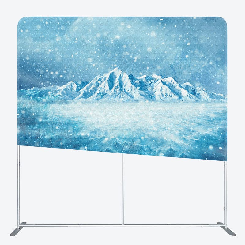 Aperturee - Aperturee Winter Blue Snowy Iceberg Square Tension Backdrop