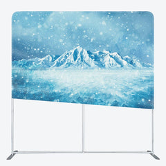 Aperturee - Aperturee Winter Blue Snowy Iceberg Square Tension Backdrop