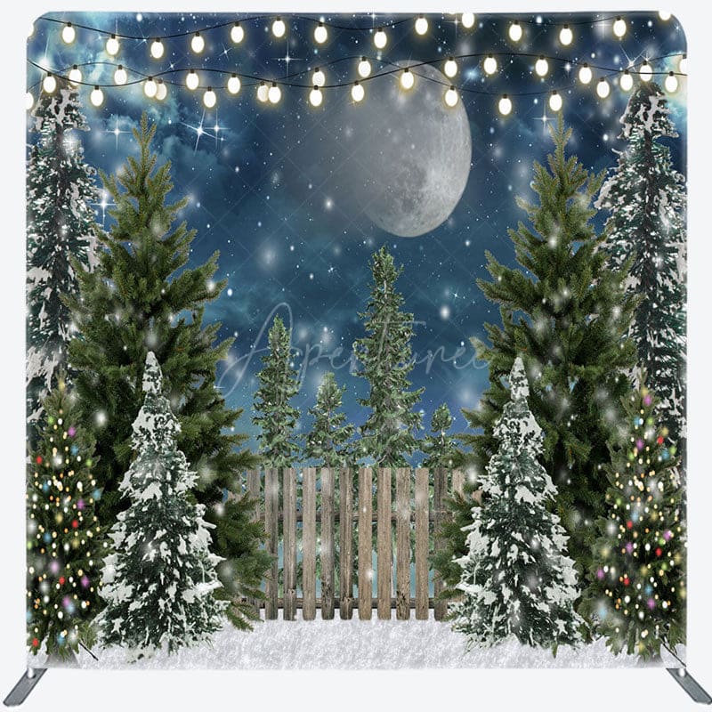 Aperturee - Aperturee Winter Christmas Tree Night Pillow Case Backdrop