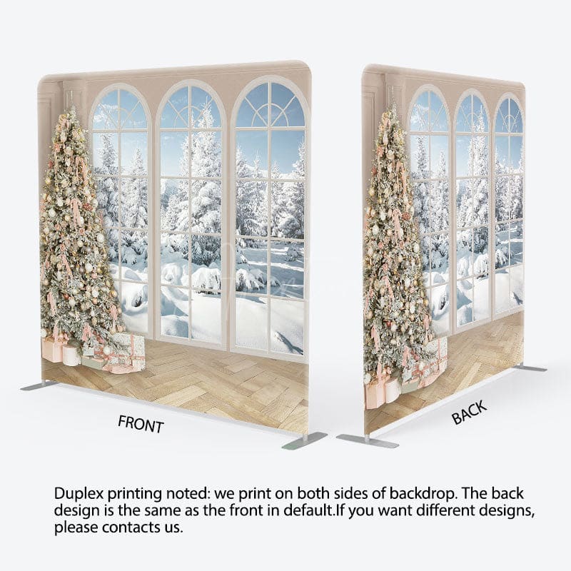 Aperturee - Aperturee Winter Decored Christmas Tree Pillow Cover Backdrop