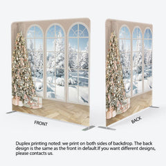 Aperturee - Aperturee Winter Decored Christmas Tree Pillow Cover Backdrop