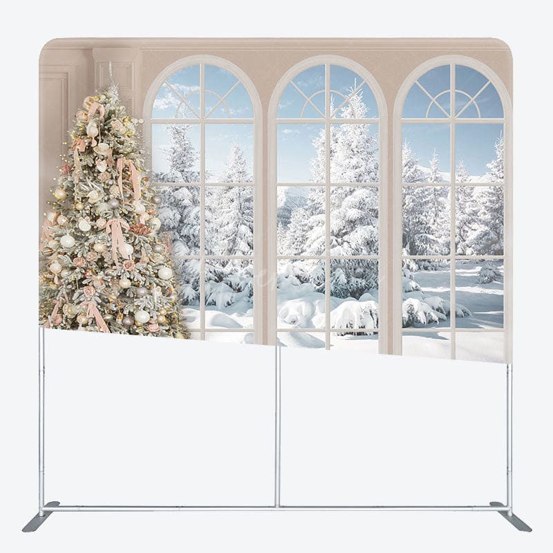 Aperturee - Aperturee Winter Decored Christmas Tree Pillow Cover Backdrop