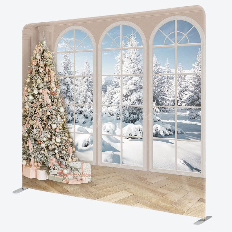 Aperturee - Aperturee Winter Decored Christmas Tree Pillow Cover Backdrop