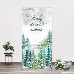 Aperturee - Aperturee Winter Forest Baby Its Cold Outside Arch Backdrop