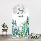 Aperturee - Aperturee Winter Forest Baby Its Cold Outside Arch Backdrop