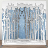 Aperturee - Aperturee Winter Forest Scene Decoupage Square Tension Backdrop