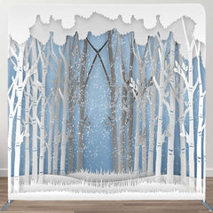 Aperturee - Aperturee Winter Forest Scene Decoupage Square Tension Backdrop
