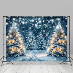 Aperturee - Aperturee Winter Forest Scenes Snowy Path Festive Backdrop