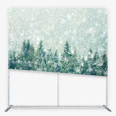 Aperturee - Aperturee Winter Forest Tension Fabric Backdrop Snowy Pine Trees with White Snowflakes Background Christmas Holiday Party Decor