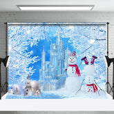 Aperturee - Aperturee Winter Frozen World Snowman Merry Christmas Backdrop