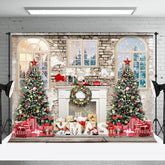 Aperturee - Aperturee Winter House Fireplace Christmas Photography Backdrop