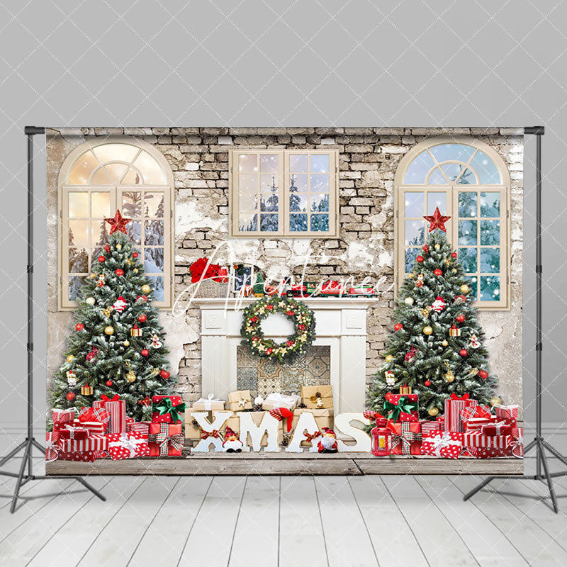 Aperturee - Aperturee Winter House Fireplace Christmas Photography Backdrop