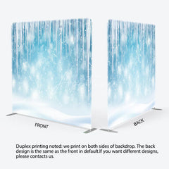 Aperturee - Aperturee Winter Icicle Tension Fabric Backdrop Frozen Blue Snow Background Ice Crystal Party Decoration