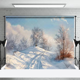 Aperturee - Aperturee Winter Landscape Backdrop Snowy Hill Birch Tree Photography Background Nature Scenic Painting Holiday Party Decoration