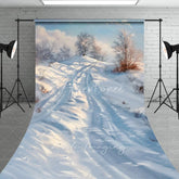 Aperturee - Aperturee Winter Landscape Sweep Backdrop Snowy Hill Birch Tree Photography Background Nature Scenic Painting Holiday Party