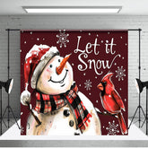 Aperturee - Aperturee Winter Let It Snow Snowman Bird Christmas Backdrop