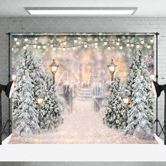 Aperturee - Aperturee Winter Light Bokeh Snowy Garden Room Set Backdrop