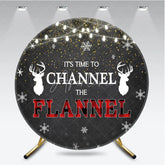 Aperturee - Aperturee Winter Lumberjack Round Backdrop Channel The Flannel Party Decoration Rustic Plaid Elk Background