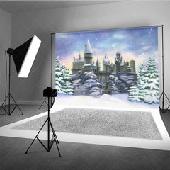 Aperturee Aperturee Winter Magic School Castle Backdrop Snow Covered Wizarding World Scenery Fantasy Movie Themed Photography Prop