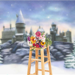 Aperturee Aperturee Winter Magic School Castle Backdrop Snow Covered Wizarding World Scenery Fantasy Movie Themed Photography Prop