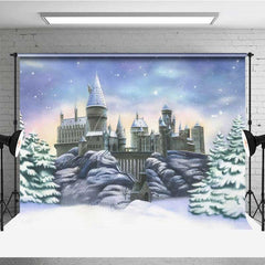 Aperturee Aperturee Winter Magic School Castle Backdrop Snow Covered Wizarding World Scenery Fantasy Movie Themed Photography Prop