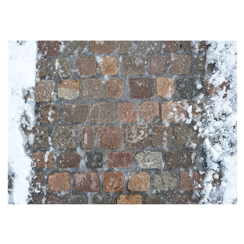 Aperturee - Aperturee Winter Melting Snow Road Bricks Rubber Floor Mat