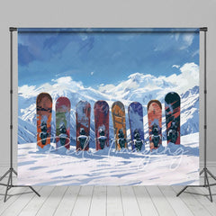 Aperturee - Aperturee Winter Mountain Snow Boards Sport Photo Backdrop