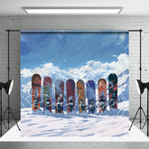 Aperturee - Aperturee Winter Mountain Snow Boards Sport Photo Backdrop