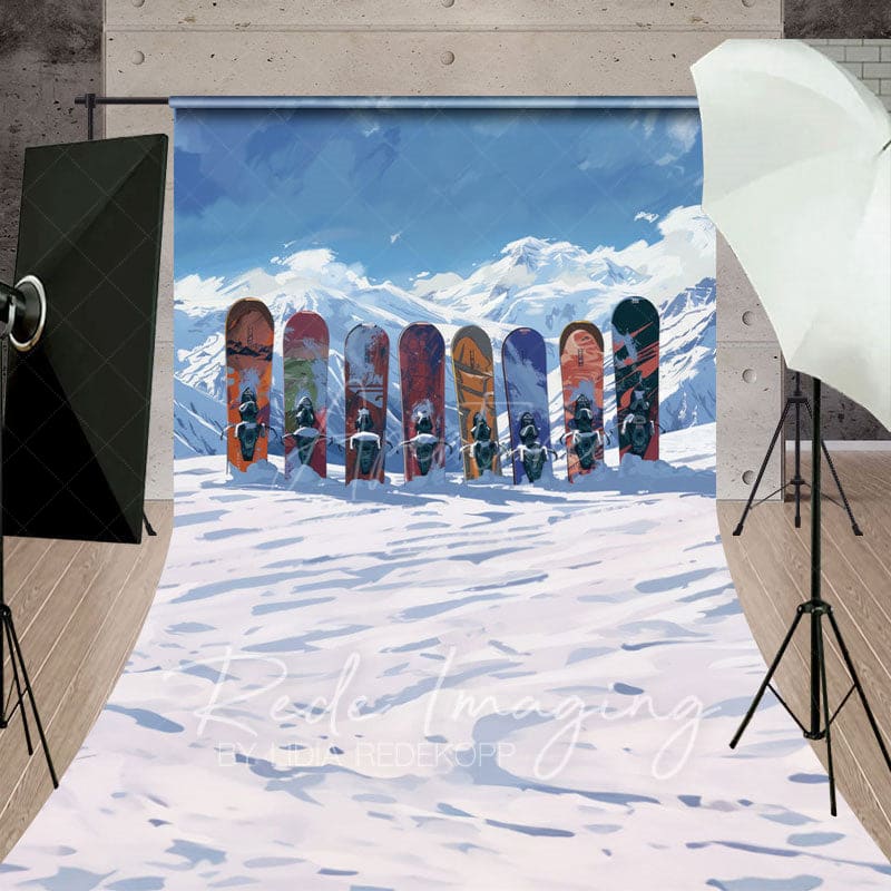 Aperturee - Aperturee Winter Mountain Snow Boards Sport Sweep Backdrop