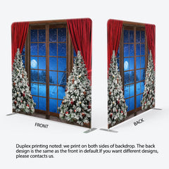 Aperturee - Aperturee Winter Night Christmas Window Tension Fabric Backdrop