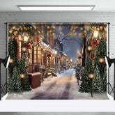Aperturee - Aperturee Winter Night Scene Christmas Photography Backdrop