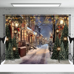 Aperturee - Aperturee Winter Night Scene Christmas Photography Backdrop