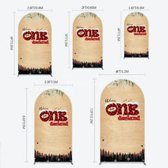 Aperturee - Aperturee Winter Onederland Arch Backdrop Rustic Wood Bear Plaid 1st Birthday Prop