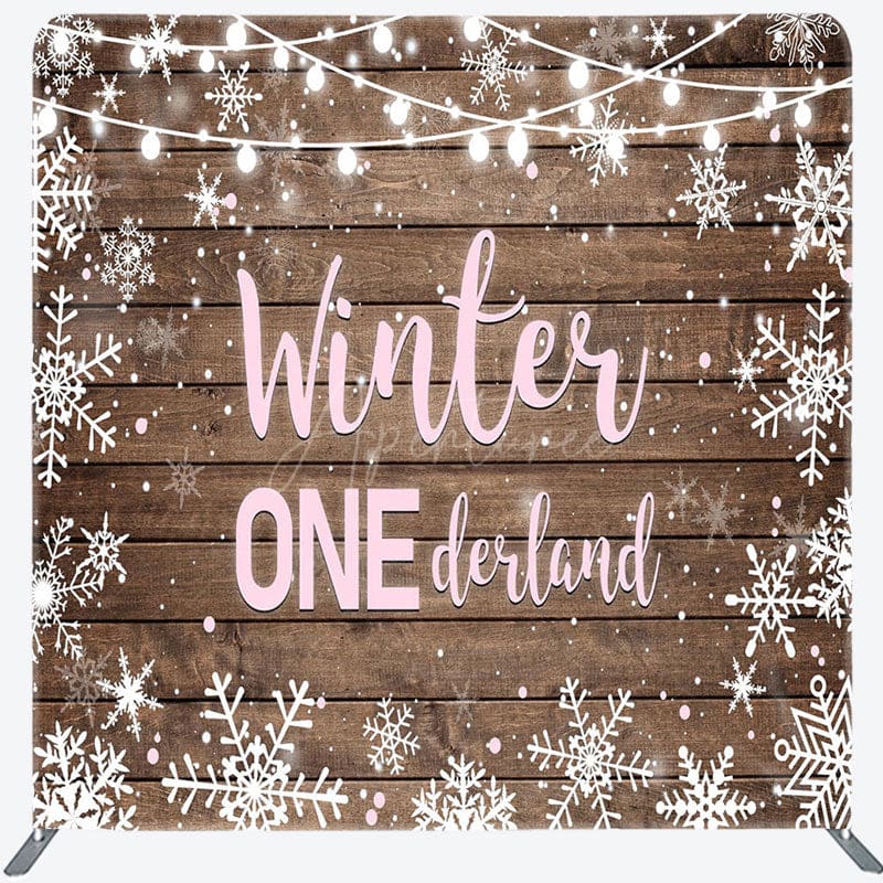 Aperturee - Aperturee Winter Onederland Birthday Tension Fabric Backdrop